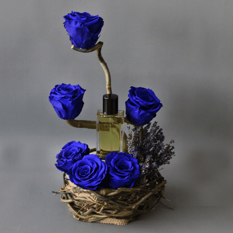 Beaming Blue perfume with Long Lasting Blue Roses_3 Long lasting blue rose with lavender and beaming blue perfume