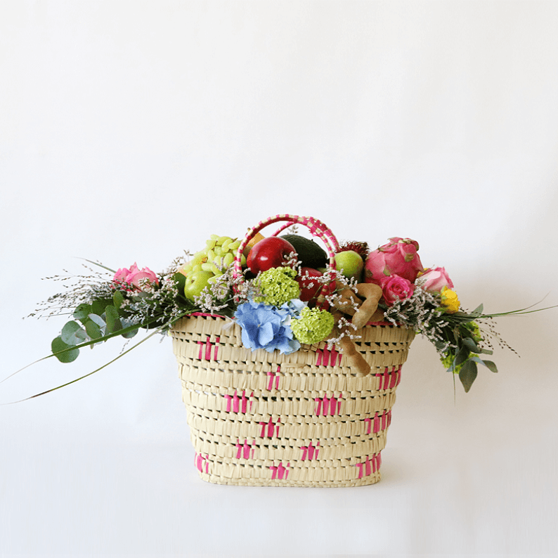 Harvest Fruit Basket_2 Fruit basket with flowers