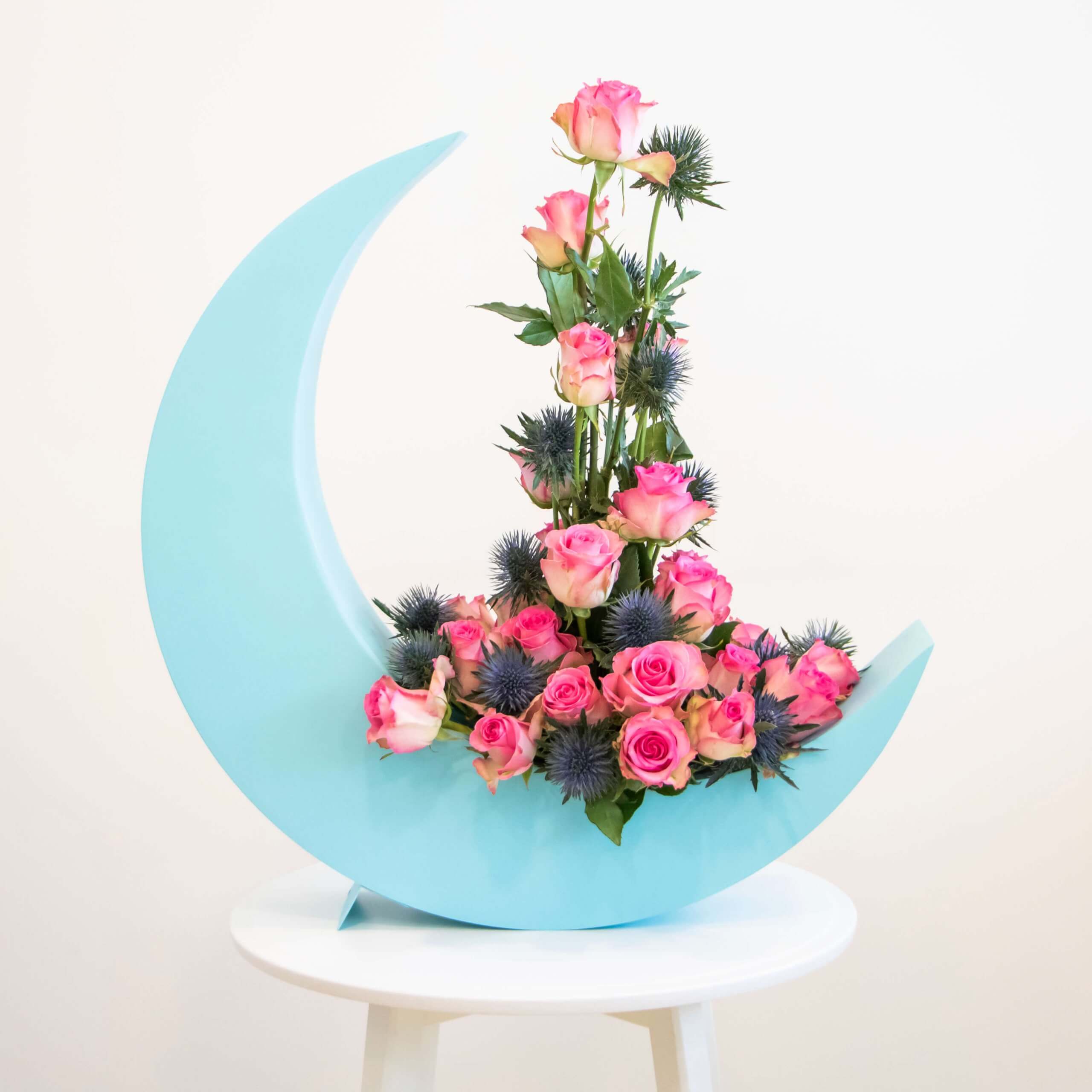 Iman Crescent moon with pink flowers