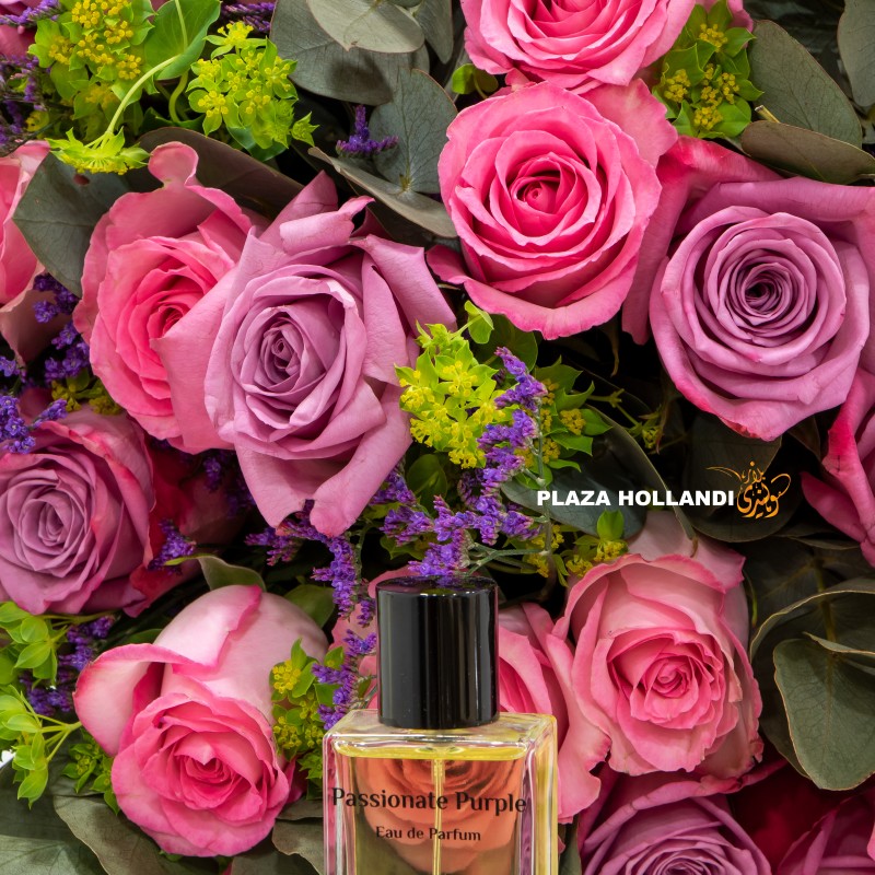 Maha close up pink rose bouquet passionate purple perfume