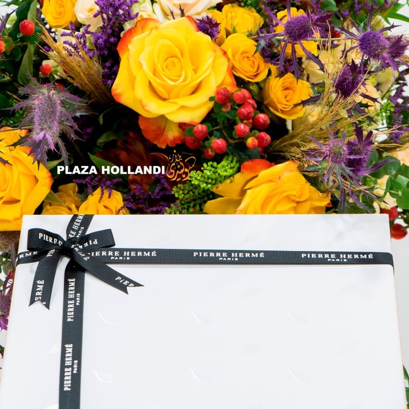 2.1 (10) flower bouquet with chocolate box close up