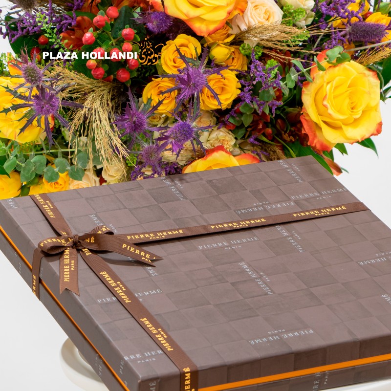 5.1 (6) flower bouquet with chocolate box close up