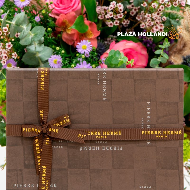 6.3 flower bouquet with chocolate box close up