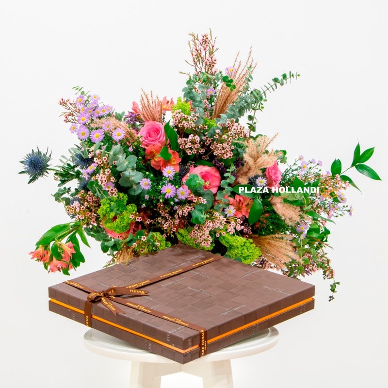 7 (7) flower bouquet with chocolate box