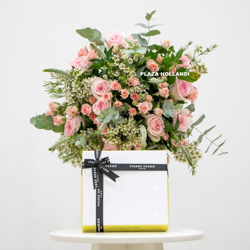 8 (6) flower bouquet with chocolate box