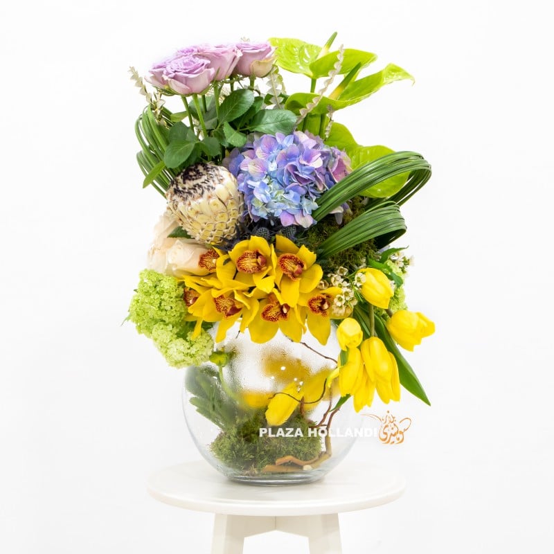 2.2 Yellow and purple flower arrangement