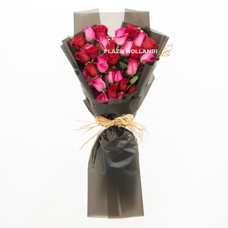 11 Pink and red heart bouquet