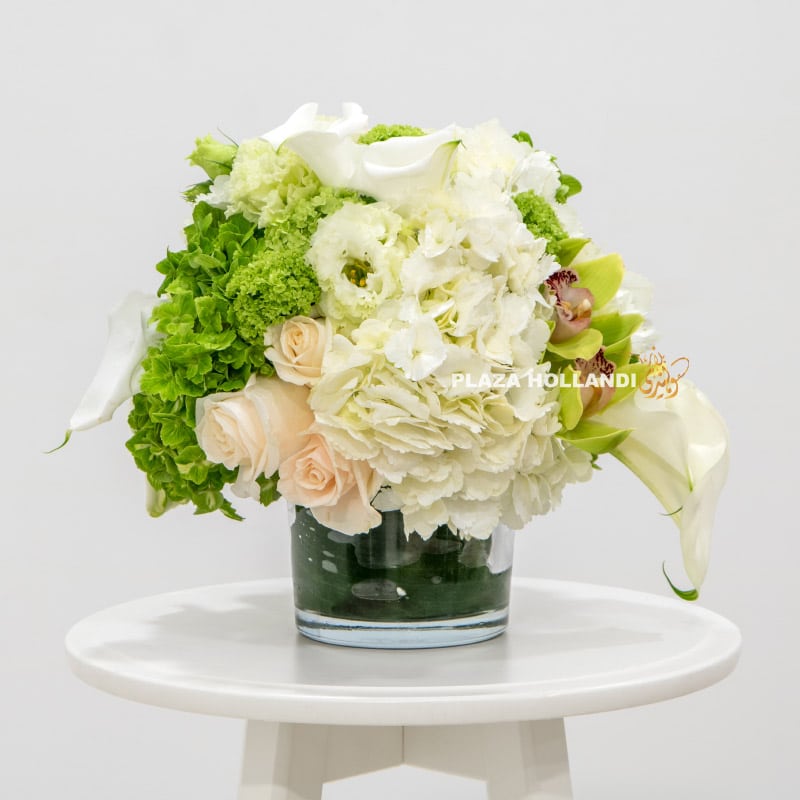 2 White and green flower arrangement